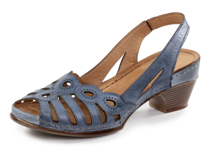 Sandaletten & Pantoletten - Gemini Sandalette aus schattiertem Rind-Nappaleder, in Größe 036 bis 042, in Farbe JEANS Ansicht 1