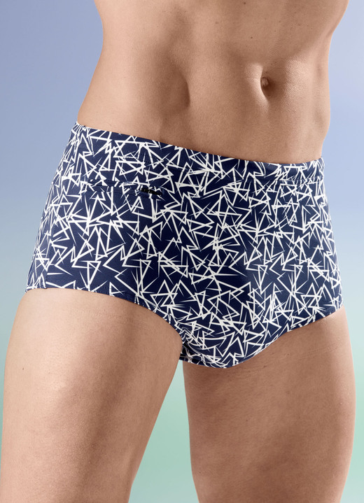 Badehosen - Badehose in höherer Slipform Badehosen - Badehose in höherer Slipform, in Größe 004 bis 010, in Farbe MARINE-WEISS