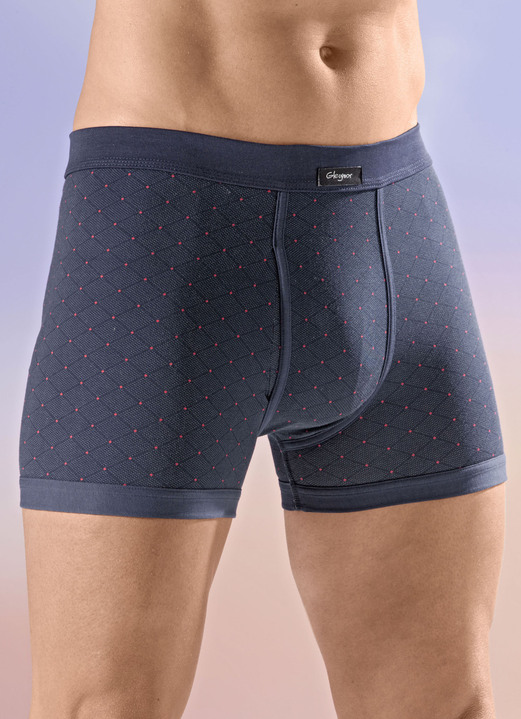 Unterhosen - Viererpack Unterhosen mit Alloverdessin Unterhosen - Viererpack Unterhosen mit Alloverdessin, in Größe 005 bis 011, in Farbe 2X NAVY-ROT, 2X SCHWARZ-ROT
