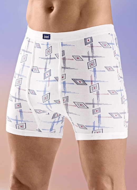 Unterhosen - Viererpack Unterhosen mit Alloverdessin Unterhosen - Viererpack Unterhosen mit Alloverdessin, in Größe 005 bis 014, in Farbe 2X WEISS-BUNT, 2X MARINE-BUNT