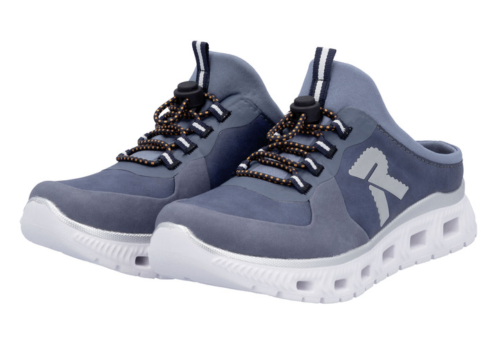 Slipper & Schnürschuhe - Rieker Slipper mit elastischem Schnellschnürsystem mit Stopper, in Größe 036 bis 042, in Farbe JEANS Ansicht 1