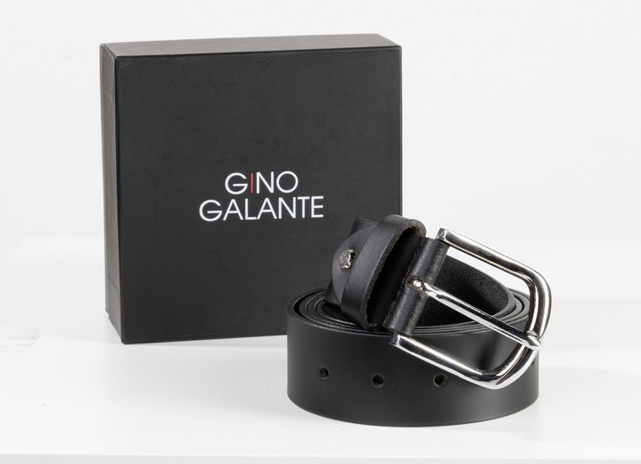 Herrenmode - GINO GALANTE, modischer Herren-Gürtel inkl. Box, 3,5 cm breit, in Größe 095 bis 135, in Farbe SCHWARZ Ansicht 1