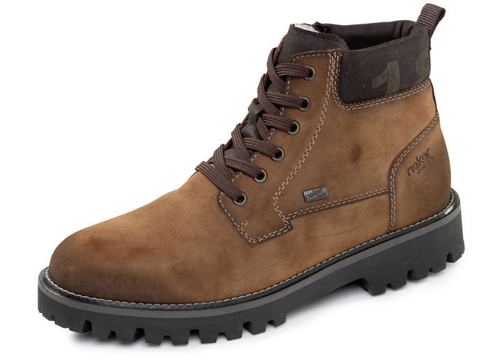 Stiefeletten - Rieker, gefütterte Herren-Boots, Winterschuhe, Weite H, mit Reißverschluss Stiefeletten - Rieker, gefütterte Herren-Boots, Winterschuhe, Weite H, mit Reißverschluss, in Größe 040 bis 046, in Farbe COGNAC