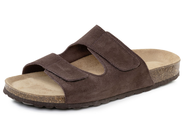 Sandalen & Pantoletten - GINO GALANTE, klassiche Herren-Pantoletten, Weite H, mit Klettverschluss Sandalen & Pantoletten - GINO GALANTE, klassiche Herren-Pantoletten, Weite H, mit Klettverschluss, in Größe 040 bis 046, in Farbe BRAUN