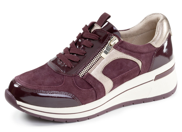 Weite H - ELENA EDEN, sytlische Damen-Sneaker, Weite H, mit herausnehmbarem Fußbett, in Größe 036 bis 042, in Farbe BORDEAUX-BRONZE Ansicht 1