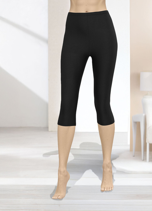 Leggings - Capri-Leggings in Schlupfform, in Größe 036 bis 054, in Farbe SCHWARZ Ansicht 1