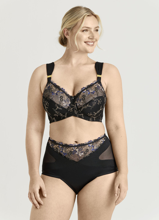 Slips - Miss Mary Miederslip mit effektvoller Tüllstickereispitze, in Größe 038 bis 050, in Farbe SCHWARZ Ansicht 1