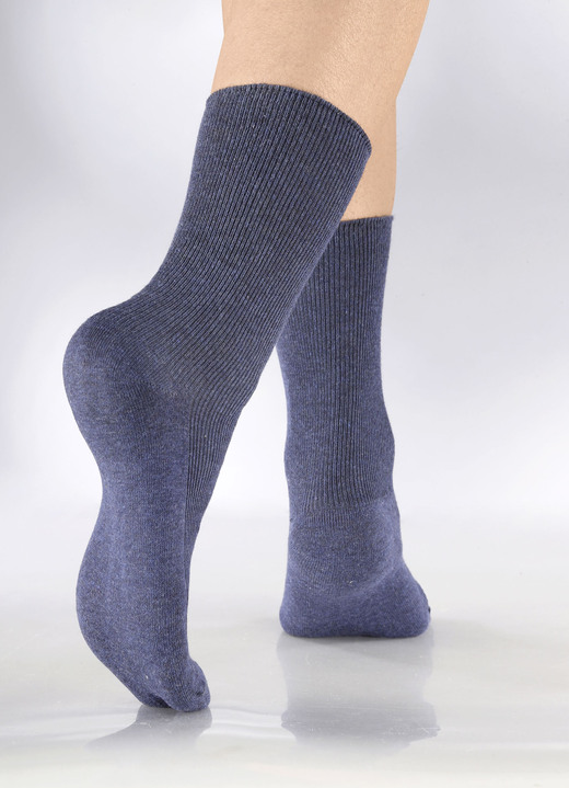 Strümpfe & Strumpfhosen - Sechserpack Socken mit druckfreiem Bund, in Größe 1(Schuhgr.35-38) bis 3 (Schuhgr.43-46), in Farbe 2X JEANSBLAU MEL., 2X INDIGOBLAU MEL., 2X MARINE Ansicht 1