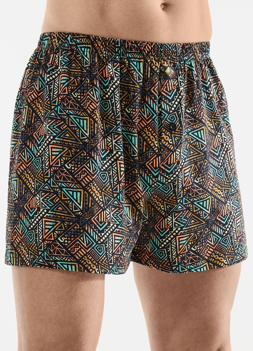 Unterhosen - Dreierpack Boxershorts mit knöpfbarem Eingriff Unterhosen - Dreierpack Boxershorts mit knöpfbarem Eingriff, in Größe 005 bis 016, in Farbe 3X SCHWARZ-BUNT