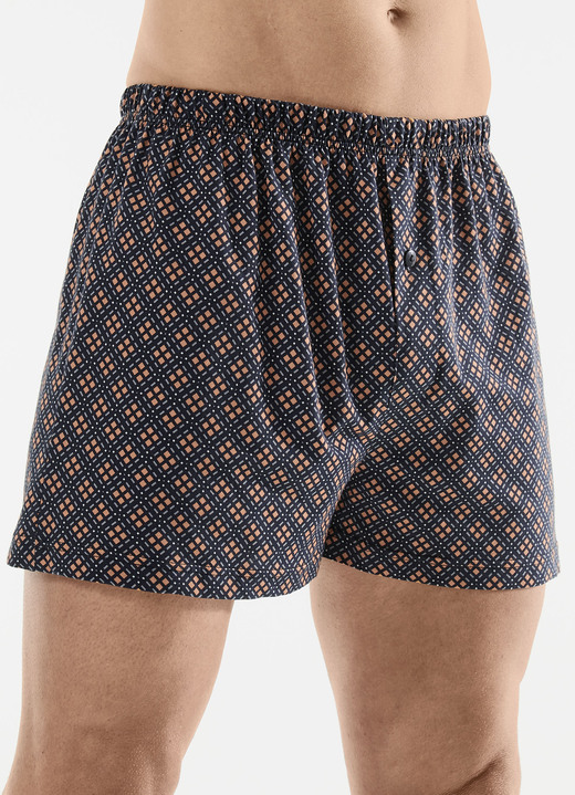 Unterhosen - Viererpack Boxershorts mit knöpfbarem Eingriff Unterhosen - Viererpack Boxershorts mit knöpfbarem Eingriff, in Größe 005 bis 016, in Farbe 2X NAVY-BUNT, 2X UNI NAVY
