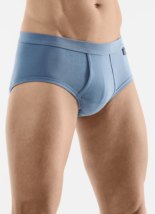 Unterhosen - Pfeilring Dreierpack Slips aus Feinripp Unterhosen - Pfeilring Dreierpack Slips aus Feinripp, in Größe 005 bis 014, in Farbe 2X JEANSBLAU, 1X MARINE