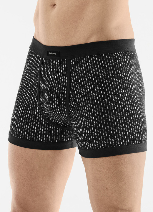 Unterhosen - Viererpack Unterhosen mit Eingriff aus Feinjersey Unterhosen - Viererpack Unterhosen mit Eingriff aus Feinjersey, in Größe 005 bis 011, in Farbe 2X SCHWARZ-BUNT, 2X UNI SCHWARZ
