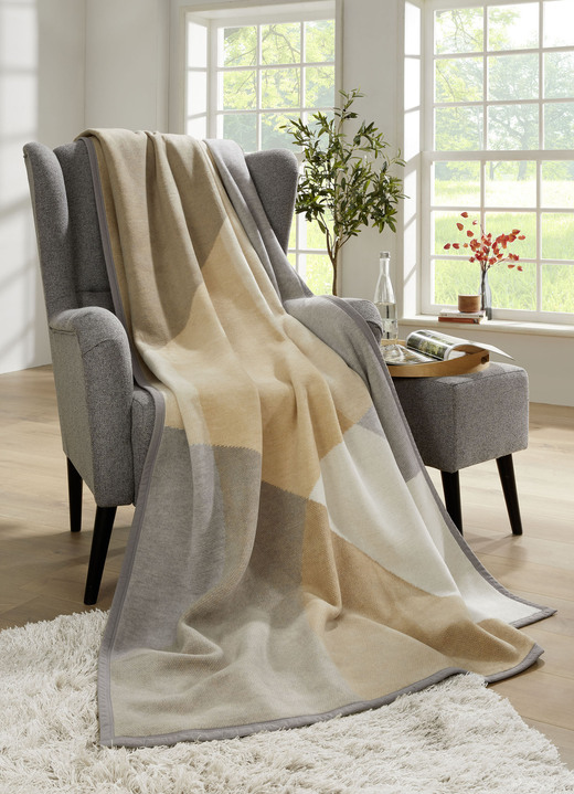 Wohndecken - Schlafdecke mit Veloursbandeinfassung, in Farbe NATUR Ansicht 1