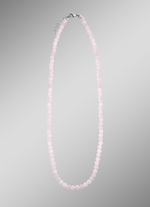 Halsketten - Halskette mit echtem Rosenquarz, in Farbe  Ansicht 1