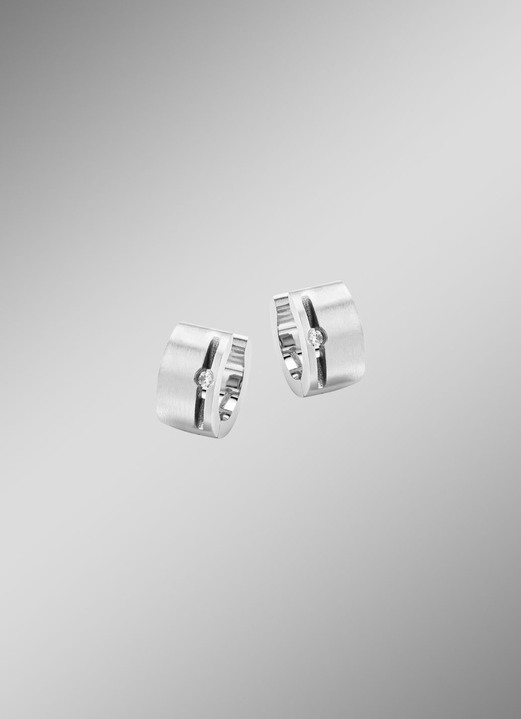 Ohrschmuck - Elegante Klappcreolen mit synth. Zirkonia für jeden Tag, in Farbe  Ansicht 1