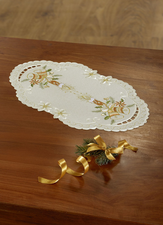 Tischdecken - Liebevoll bestickte Tisch- und Raumdekoration, in Größe 130 (Deckchen oval, 30/ 45 cm) bis 404 (Kissenbezug, 40/ 40 cm), in Farbe MULTICOLOR Ansicht 1