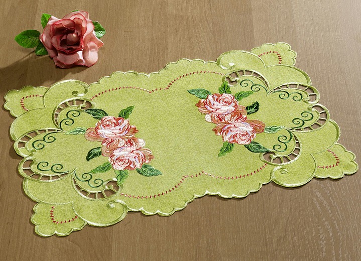 Wohnaccessoires - Aufwendig gearbeitete Accessoires, in Größe 101 (Deckchen, 35x 50 cm) bis 404 (Kissenbezug, 40x 40 cm), in Farbe GRÜN Ansicht 1