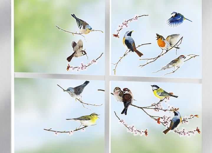 Wohnaccessoires - Deko-Sticker aus selbsthaftender Folie, in Farbe BUNT, in Ausführung Vögel, 12-teilig Ansicht 1
