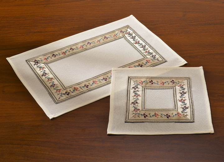 Tischdecken - Stilvolle Tisch- und Raumdekoration mit  umlaufender Bordüre, in Größe 101 (Deckchen, 35x 50 cm) bis 404 (Kissenbezug, 40x 40 cm), in Farbe SEKT Ansicht 1