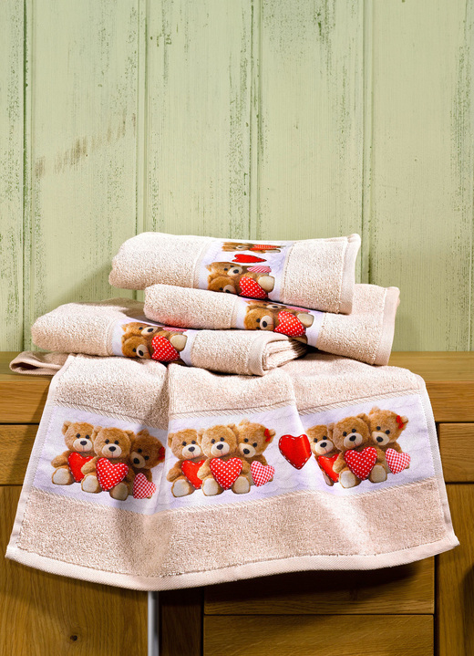 Handtücher - Frottier-Serie mit Bärchen, in Größe 200 (1 Handtuch, 50x100 cm) bis 205 (5-teiliges Sparset), in Farbe BEIGE