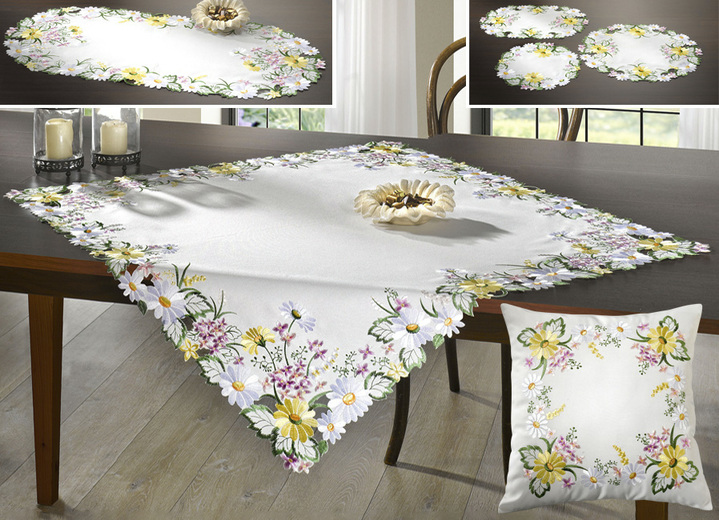 Dekokissen & Hüllen - Tisch- und Raumdekoration mit zauberhaften Blumenranken, in Größe 100 (Deckchen, 30x 45 cm) bis 404 (Kissenbezug, 40x 40 cm), in Farbe BUNT