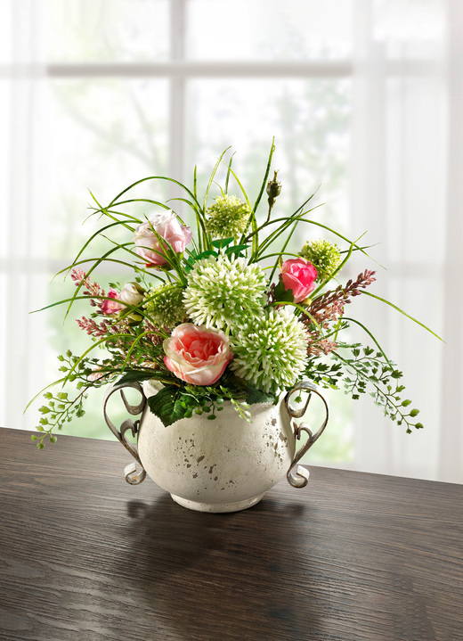 Wohnaccessoires - Allium-Gesteck im Topf, in Farbe CREME-ROSA