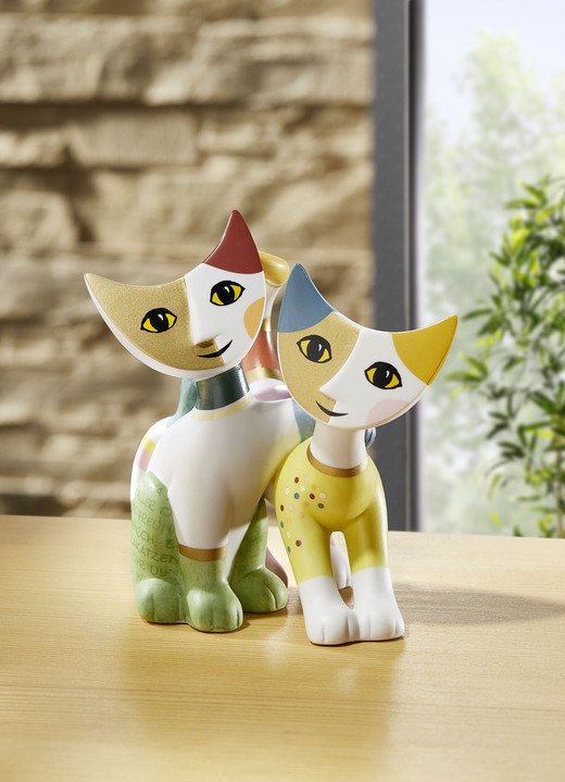 Wohnaccessoires - Katzenpaar aus hochwertigem Biskuitporzellan, in Farbe BUNT