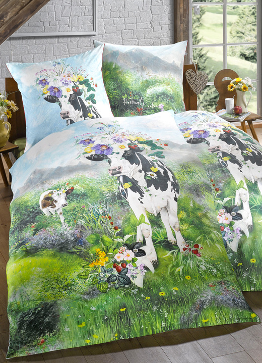 Bettwäschegarnituren - Bettwäsche-Garnitur mit Sommerwiesen-Motiv, in Farbe MULTICOLOR Ansicht 1