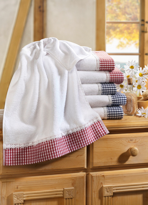 Frottier Handtücher - Frottier-Serie mit Jacquard-Bordüre, in Größe 200 (1 Handtuch, 50x100 cm) bis 205 (5-teiliges Sparset), in Farbe ROT