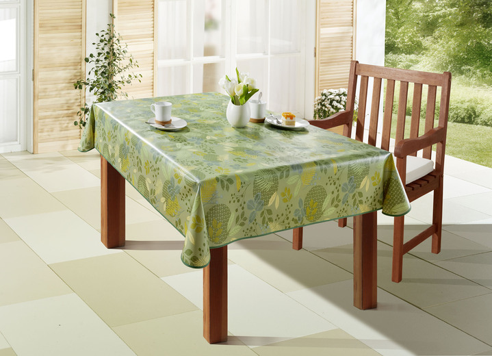 Tischdecken - Wachstuch-Tischdecke mit Blätter-Motiv, in Größe 108 (Tischdecke, 80x 80 cm) bis 190 (Tischdecke oval, 140x190 cm), in Farbe GRÜN Ansicht 1