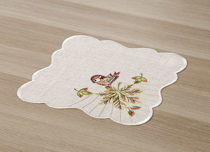 Wohnaccessoires - Hochwertige Tisch- und Raumdekoration in Leinenoptik, in Größe 125 (Deckchen, 26x26 cm) bis 404 (Kissenbezug, 40x40 cm), in Farbe NATUR-BUNT Ansicht 1