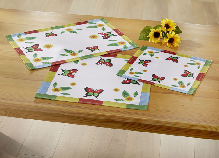 Wohnaccessoires - Bunte Tisch- und Raumdekoration, in Größe (2 Deckchen, 30x 30 cm) bis 404 (Kissenbezug, 40x 40 cm), in Farbe WEISS-BUNT Ansicht 1