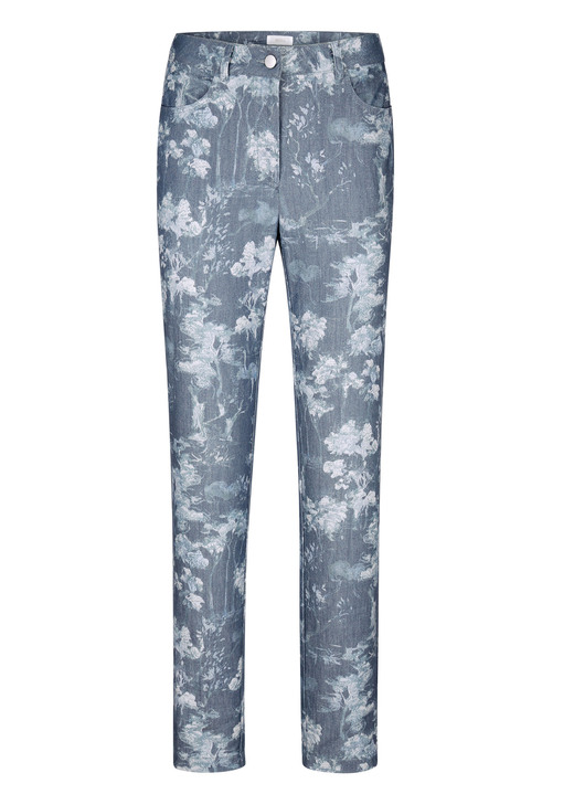 - Hose mit floraler Dessinierung, in Größe 019 bis 052, in Farbe BLAU-WEISS Ansicht 1
