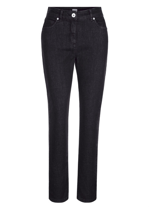 - Jeans in klassischer 5-Pocket-Form, in Größe 019 bis 052, in Farbe SCHWARZ Ansicht 1