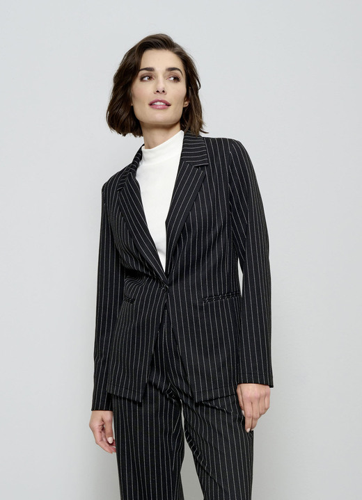- Blazer mit Streifendessin, in Größe 020 bis 052, in Farbe SCHWARZ-WEISS Ansicht 1