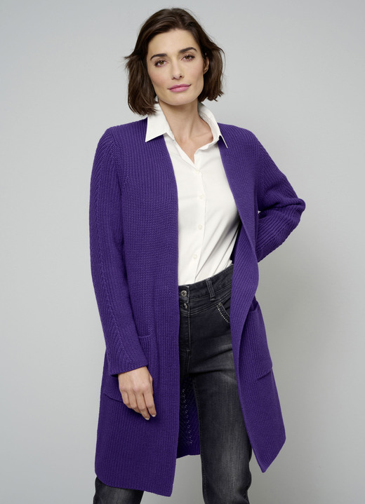 Strickjacken - Strickjacke aus reiner Baumwolle, in Größe 038 bis 052, in Farbe LILA