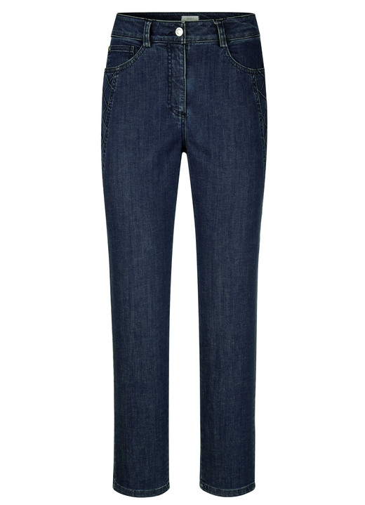 - Knöchellange Jeans in 5-Pocket-Form, in Größe 019 bis 052, in Farbe DUNKELBLAU Ansicht 1