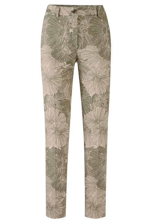 - Hose mit floraler Dessinierung, in Größe 020 bis 046, in Farbe SAND-SCHILFGRÜN Ansicht 1