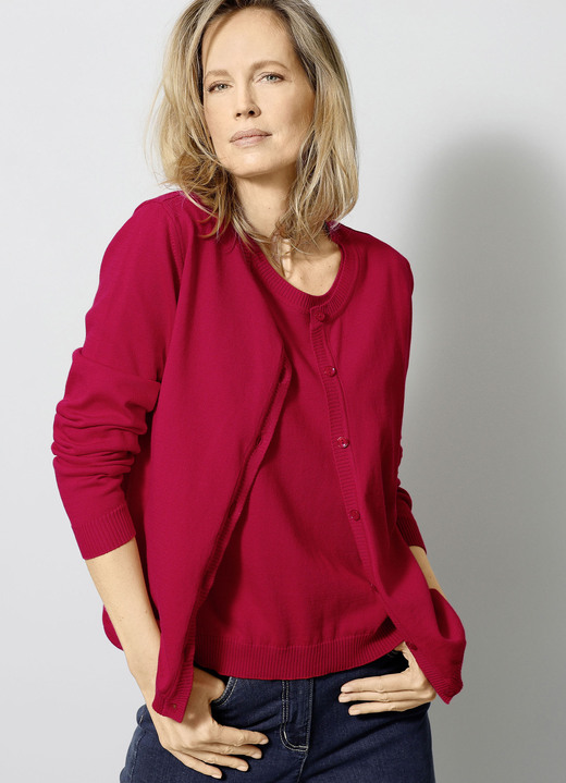 Strickjacken - Strickjacke aus reiner Baumwolle, in Größe 038 bis 052, in Farbe ROT Ansicht 1