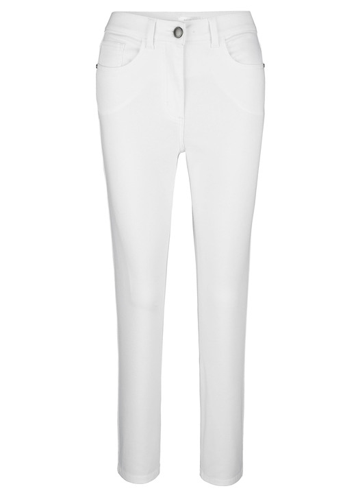Hosen mit Knopf- und Reißverschluss - Hose in 5-Pocket-Form, in Größe 019 bis 052, in Farbe WEISS Ansicht 1