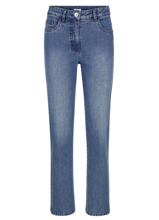 Hosen mit Knopf- und Reißverschluss - Jeans in 5-Pocket-Form, in Größe 019 bis 052, in Farbe BLAU Ansicht 1