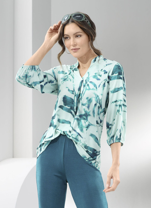 3/4-Arm - Shirt-Tunika mit farbbrillantem Druck, in Größe 036 bis 054, in Farbe MINT-PETROL-MARINE-BUNT Ansicht 1