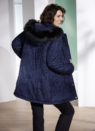 Longjacke mit Raubtierfell-Dessin