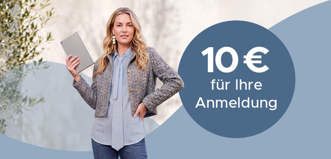 Smartphone mit Suchleiste, Davor ist eine Frau, die mit ihren H&auml;nden ein Herz formt. Newsletter-Anmeldung.