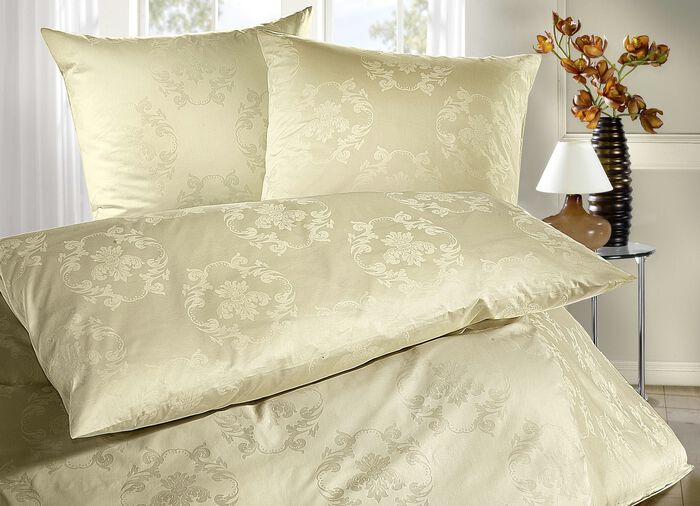 Mako-Brokat-Damast Bettw&auml;sche-Garnitur 