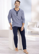 Schlafanzug mit Knopfleiste und offenen Abschlüssen  