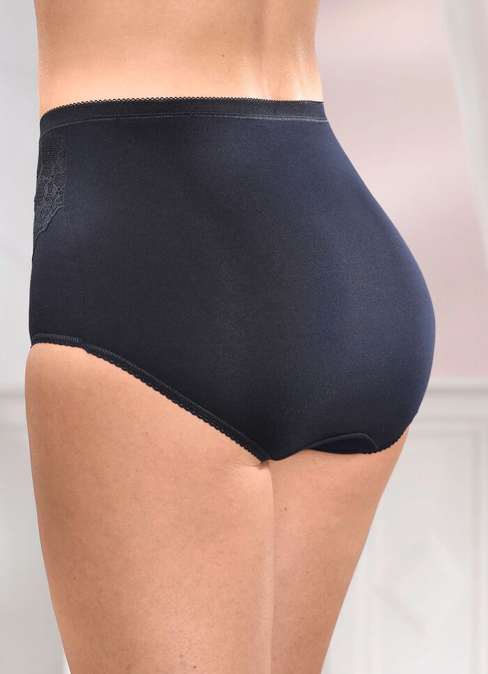 Dreierpack Slips mit elastischen Spitzenbes&auml;tzen 