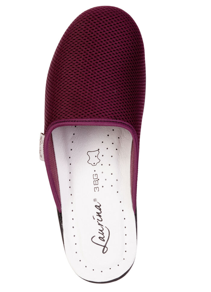 Laurina, Zweierpack, klassische Damen-Hausschuhe, Weite G, aus Mesh-Material 1X BORDEAUX, 1X SCHWARZ
