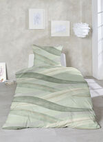 Bügelleichte Feinbiber Bettwäsche-Garnitur GRÜN