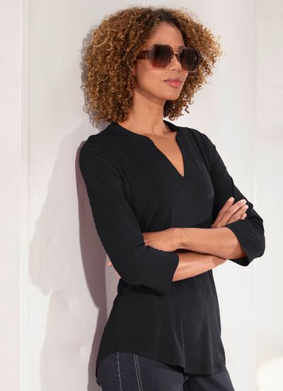 Shirt-Tunika mit Stehkragen 